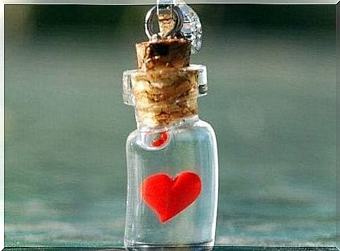 Heart in small glass jar