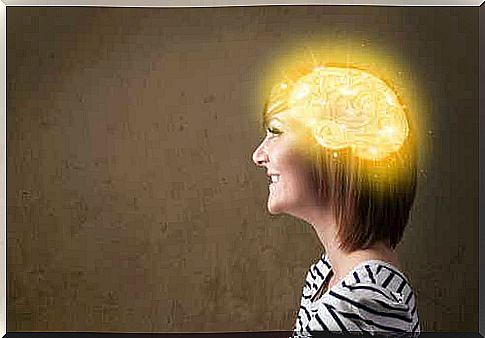 A woman with the happiness zone in her brain lights up