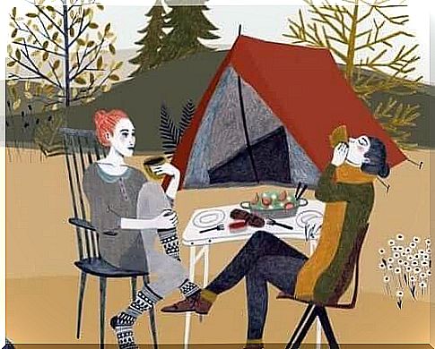 Friends on a tent trip