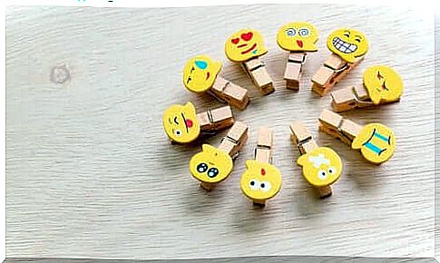 Clothespins with facial expressions.