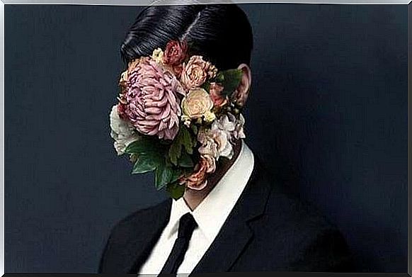 Man with flower face