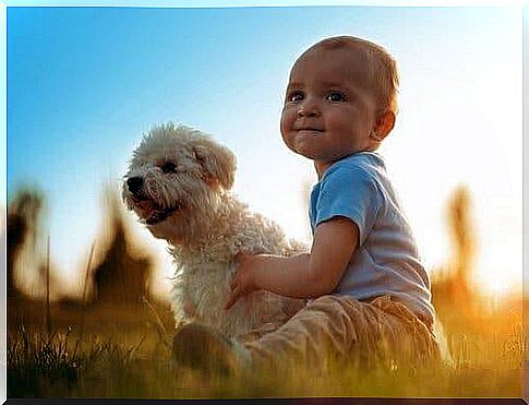 A little boy with his dog.