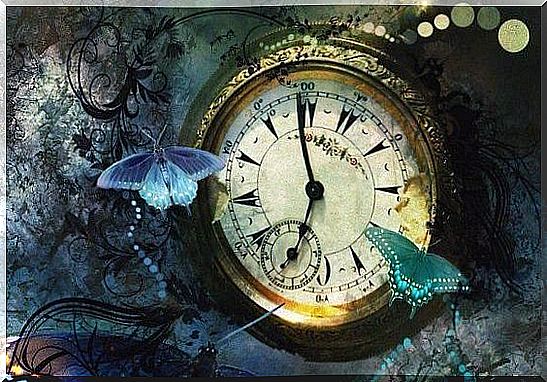 Clock and butterflies