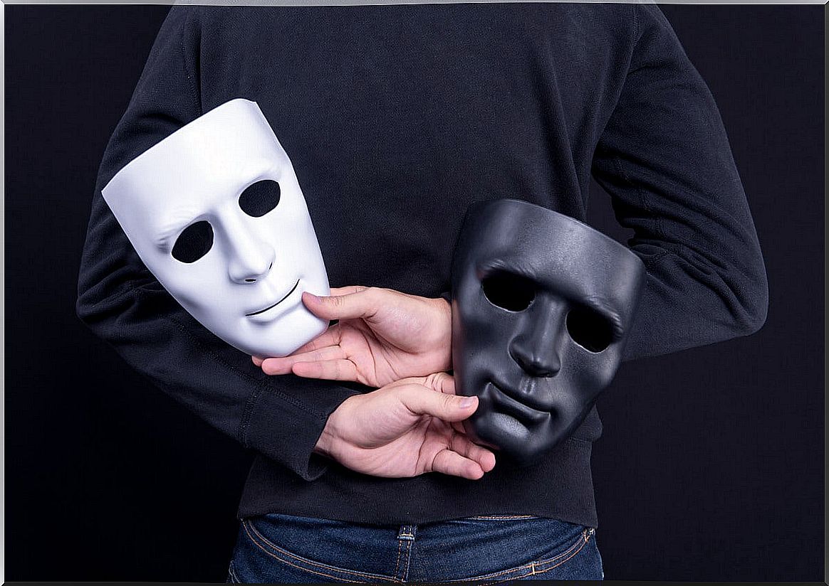 Man hiding masks